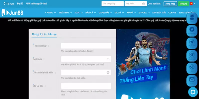 Hướng dẫn đăng ký Jun88